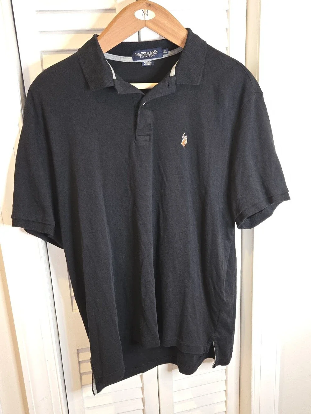 US Polo Assn Shirt Mens 2XL Black Luxury Feel Short Sleeve Logo Polo Cotton Big